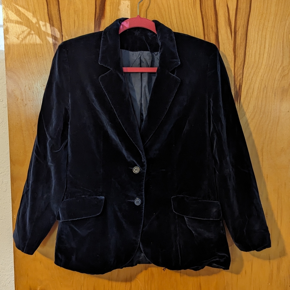 Vintage Navy Blue Velvet Blazer Size 12
